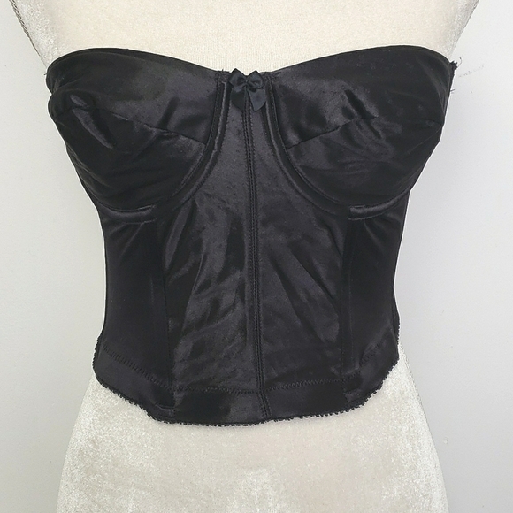 Vintage Y2K Vasserette 34B Low Back Strapless Bustier Black VGUC - Picture 1 of 11